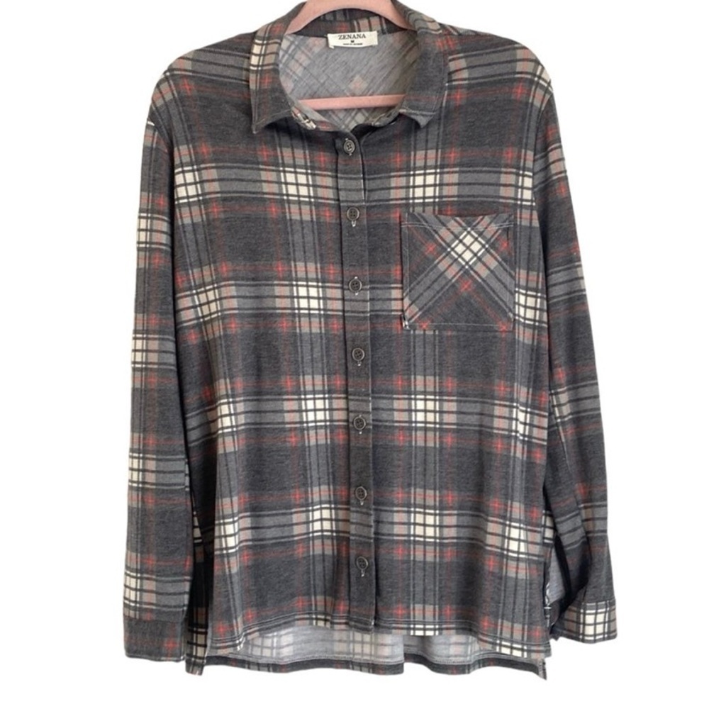 Zenana Shacket Black Lightweight Soft Flannel Pla… - image 3